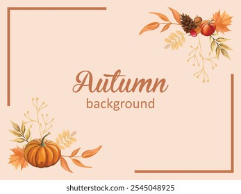 Hello autumn fall elements background in hand-drawn style, perfect for seasonal designs and autumn-themed decor.