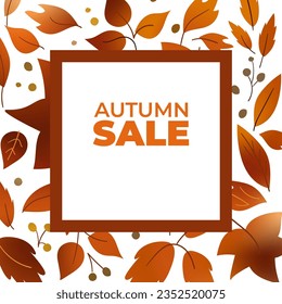 Hello autumn hello fall autumn sale square design with leaves space for text space for copy