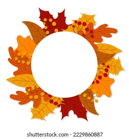 Hello autumn falling leaves. Autumnal foliage fall and popular leaves. Autumn design. Charming autumn pattern. Hand drawn. Vector illustration