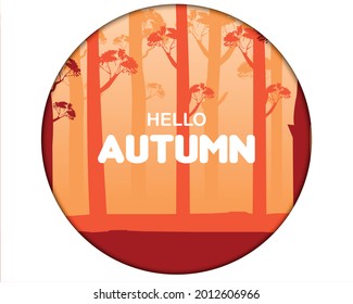 Hello Autumn Forest Circle Vector