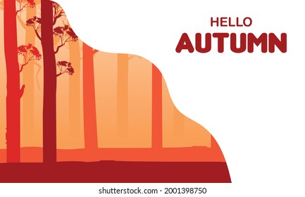 Hola Otoño Con Plana De Árboles Forestales