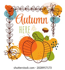 Hello autumn frame banner design element illustration