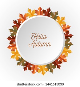 Hello Autumn Frame Vector Design for Invitation Card and Poster