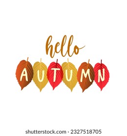 Hello, Autumn. Goodbye, Summer. autumn with fall leaves. Vector illustration on the background of autumn leaves. Concept autumn advertising.