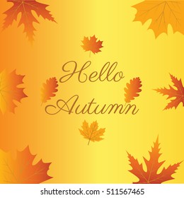 Hello, Autumn. Goodbye, Summer.  Vector illustration on the background of autumn leaves. Concept autumn advertising.