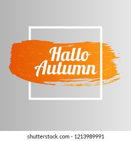 hello autumn greeting banners vector collection. Labels with hand painted watercolor brush stroke splashes and text.
