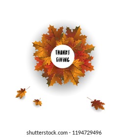 Hello autumn greeting card with fall leaves seasonal poster template, vector illustration.