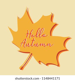 Hello autumn greeting design colorful square background.