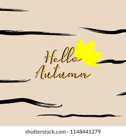 Hello autumn greeting design colorful square background.