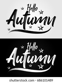 Hello Autumn - Grunge Brush - Vector for greeting, holiday, season