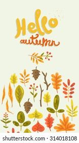 hello autumn. hand drawn background