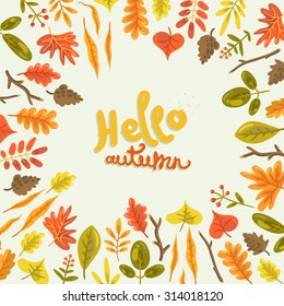 hello autumn. hand drawn background