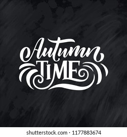 Hello autumn. Hand drawn calligraphy and brush pen lettering. design for holiday greeting card and invitation of seasonal autumn holiday. Vector