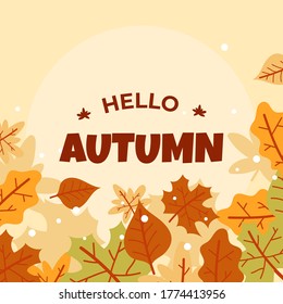Hello autumn! Hand drawn different colored autumn leaves. Sketch, design elements. Vector illustration.