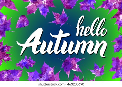 Hello autumn. Hand drawn different colored leaves. Sketch, design elements. Vector illustration. art