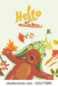 hello autumn. hand drawn illustration
