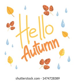 Hello Autumn! Autumn hand drawn phrase. 