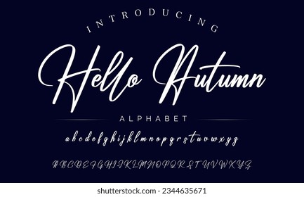 Hello Autumn Hand drawn vector alphabet. Script font. Isolated letters written with marker, ink. Calligraphy, lettering.