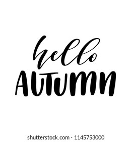 Hello Autumn. Hand lettered vector illustration 