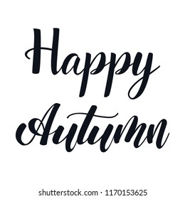Hello autumn hand lettering elegant phrase isoleted on white for your design. Handwritten Illustration. Can be printed on greeting cards, paper and textile designs, etc