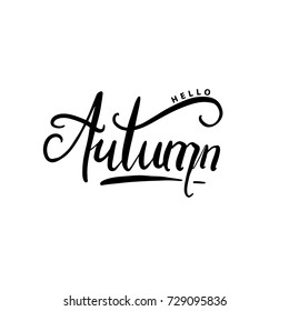Hello autumn hand lettering, vector design