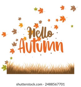 hello autumn happy design illustrator vector on white background