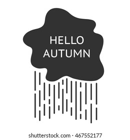 Hello autumn icon,  vector Weather black icon, autumn rain icon on the white  background