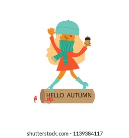 Hello Autumn, Illustration, cartoon  character.
