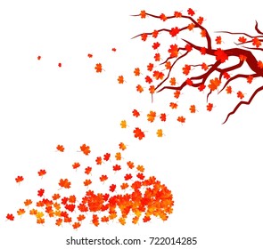 Hello autumn Illustration of a forest in autumn with leaves falling
