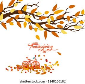 Hello autumn. Autumn landscape with autumn leaves on the branches of trees