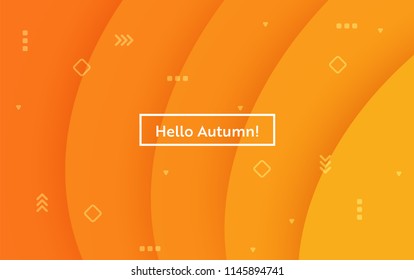 Hello Autumn Layout with Leaves for Web, Landing Page, Banner, Poster, Website Template. Fall Seasonal Background for Mobile App, Social Media. Vector illustration