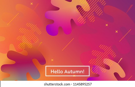 Hello Autumn Layout with Leaves for Web, Landing Page, Banner, Poster, Website Template. Fall Seasonal Background for Mobile App, Social Media. Vector illustration