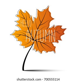 Hello Autumn, Autumn leaf, autumn banner, vector illustration