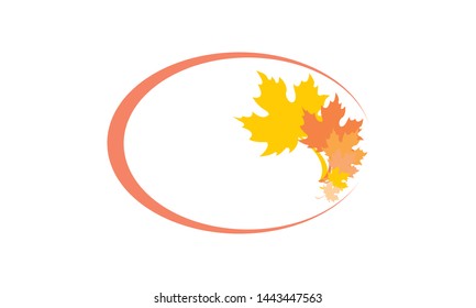 Hello autumn, leaf maple logo 