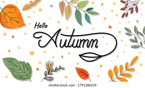 Hello autumn ,leaf in autumn season ,  vector illustration EPS 10