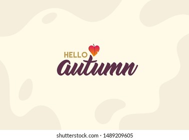 HELLO Autumn leaf vector logo concept for web, billboards, advertising, printing. Flat casual cartoon style. #2
