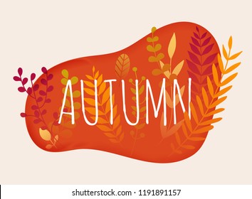Hello autumn. Autumn leafs on the background. Flat design modern vector illustration concept.