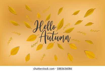 Hello autumn , autumn leaves background , fall season tree lanscape backdrop isolated , decoration celebration holiday concept , outdoor leaf flying november banner celebration