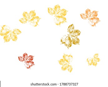 Hello autumn, autumn leaves flat. Canadian symbol maple red orange gold dry autumn leaves.  Stylish tree foliage vector october seasonal background.