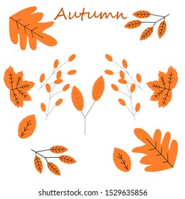 Hello autumn, autumn leaves with text, -vector