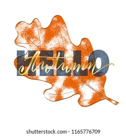 Hello Autumn lettering background, vector