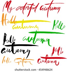 Hello Autumn Lettering Design Set.