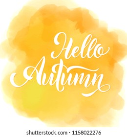 Hello Autumn lettering. Elements for invitations, posters, greeting cards. Seasons Greetings