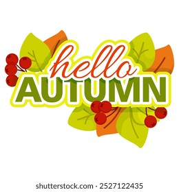 Hola letras de otoño con hojas de otoño