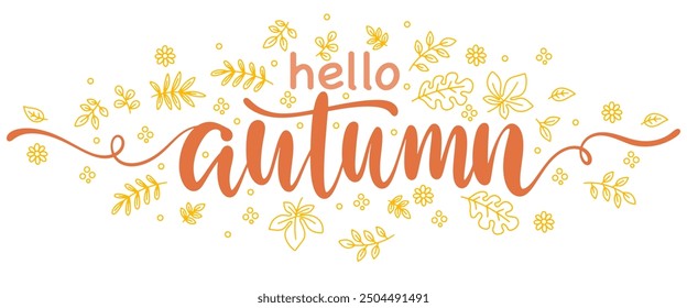 Hello autumn lettering quote Vector eps