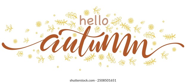 Hello autumn lettering vector eps