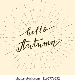 Hello Autumn lettering, vector illustration.