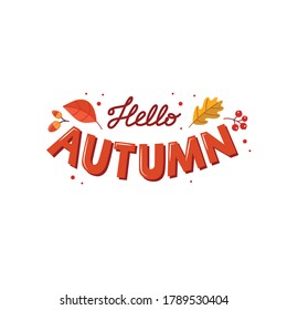 Hola, letras de otoño. Ilustración vectorial en estilo plano