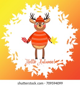 Hello Autumn. Lovely bright card with a deer.