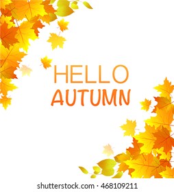 hello autumn maple leaves vector template